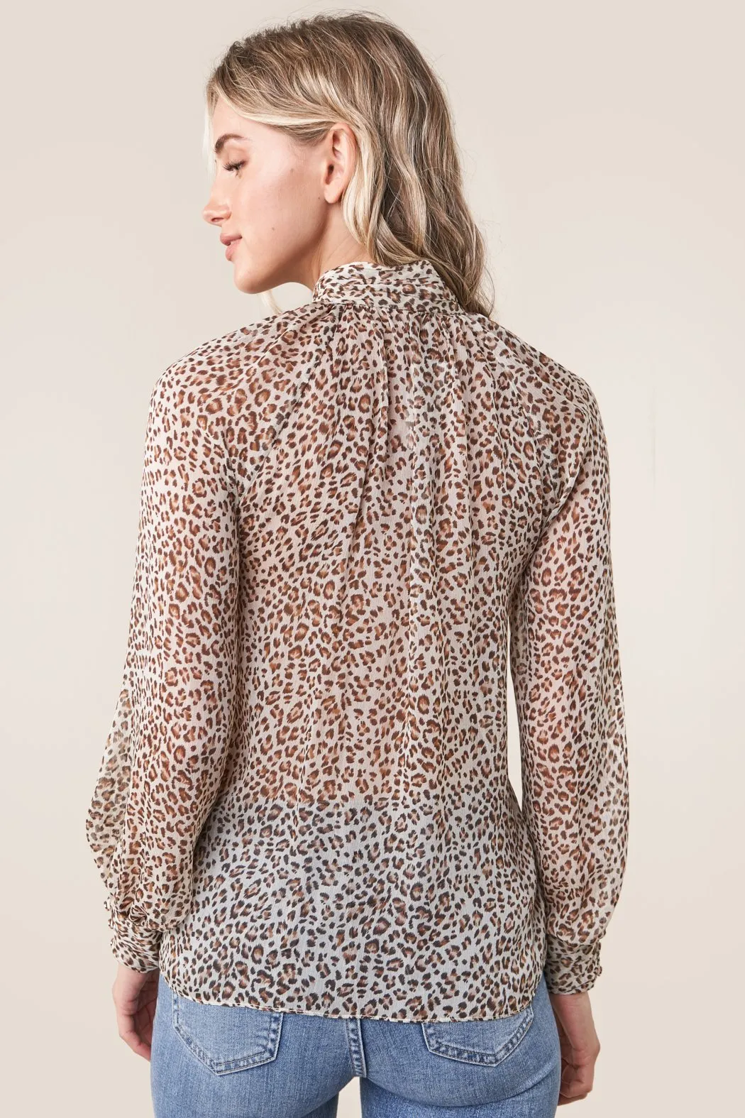 Saffron Leopard Mock Neck Blouse
