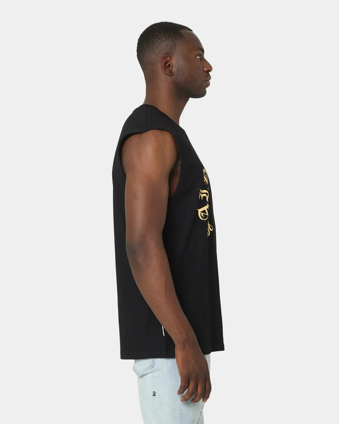 Saint Morta Humanity Oversized Muscle T-Shirt Black/Gold