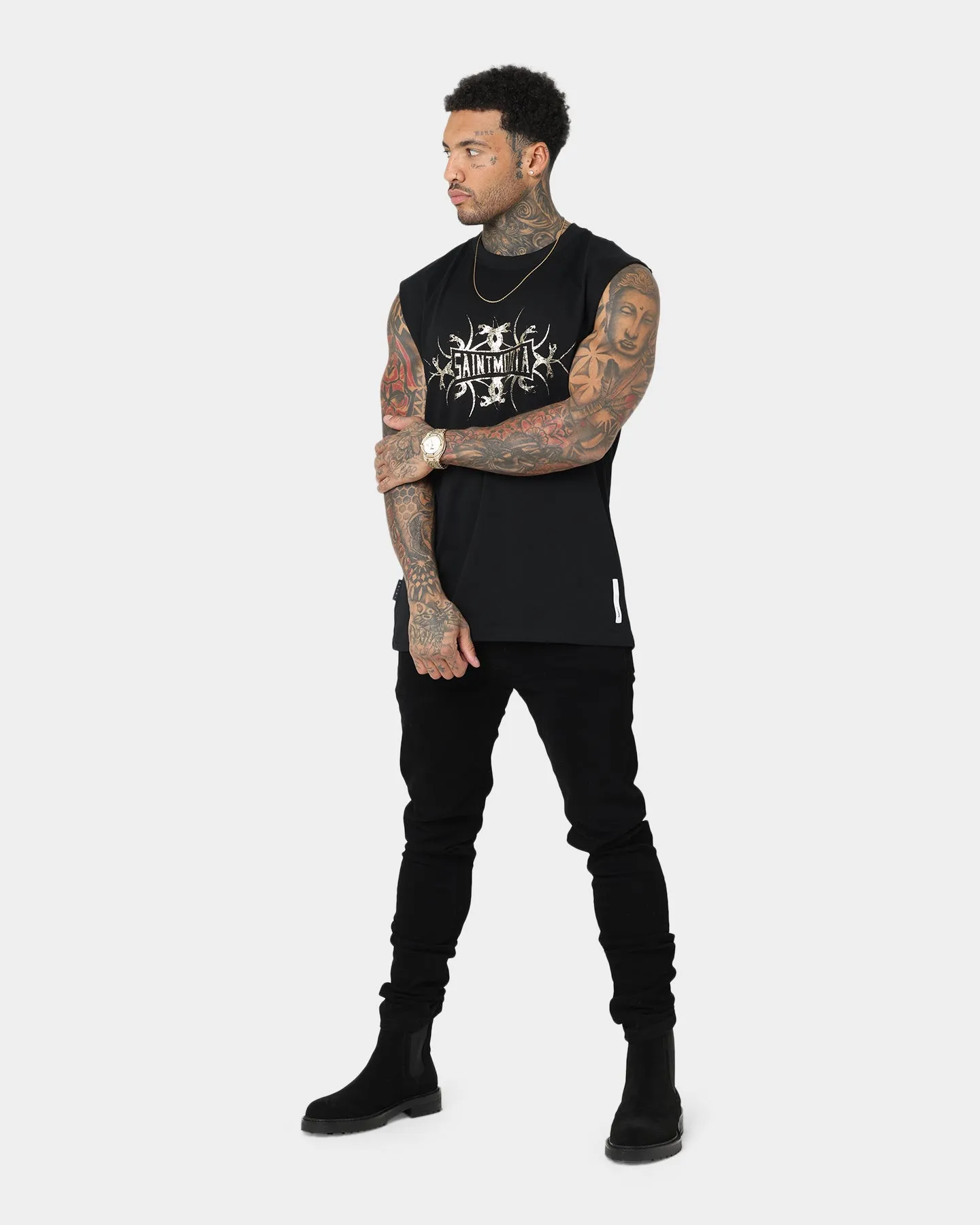 Saint Morta Venom Oversized Muscle T-Shirt Black/Gold
