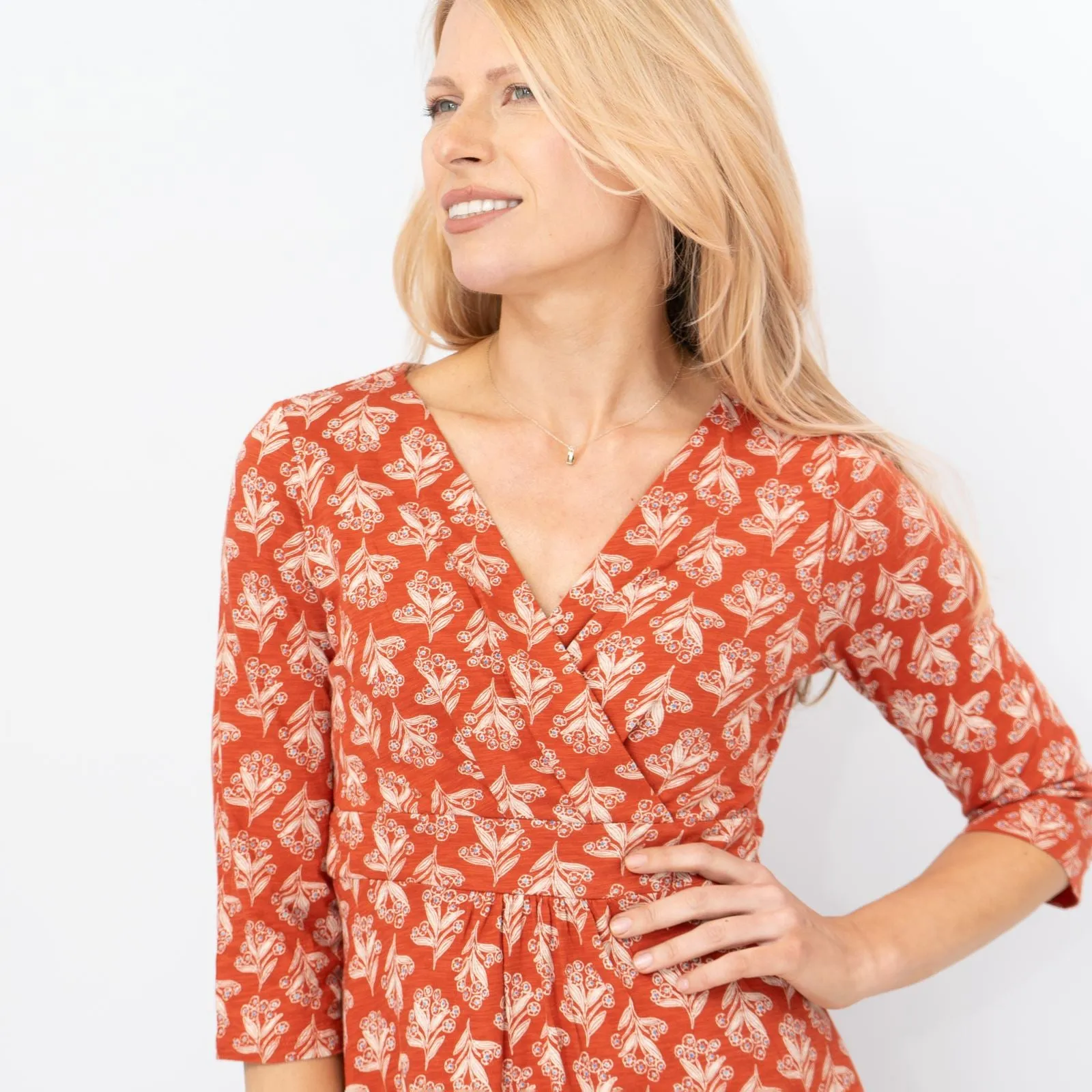 Seasalt Orange Floral Chacewater Jersey Midi Dress