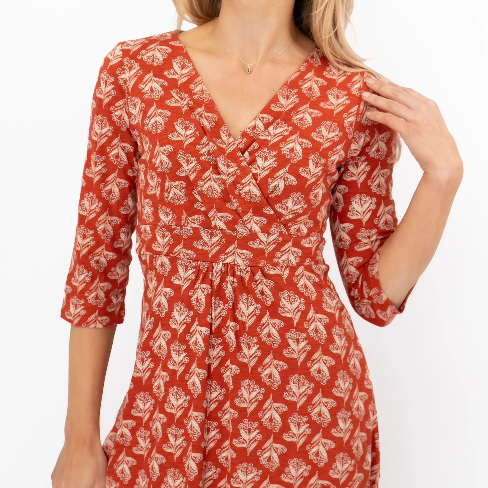Seasalt Orange Floral Chacewater Jersey Midi Dress