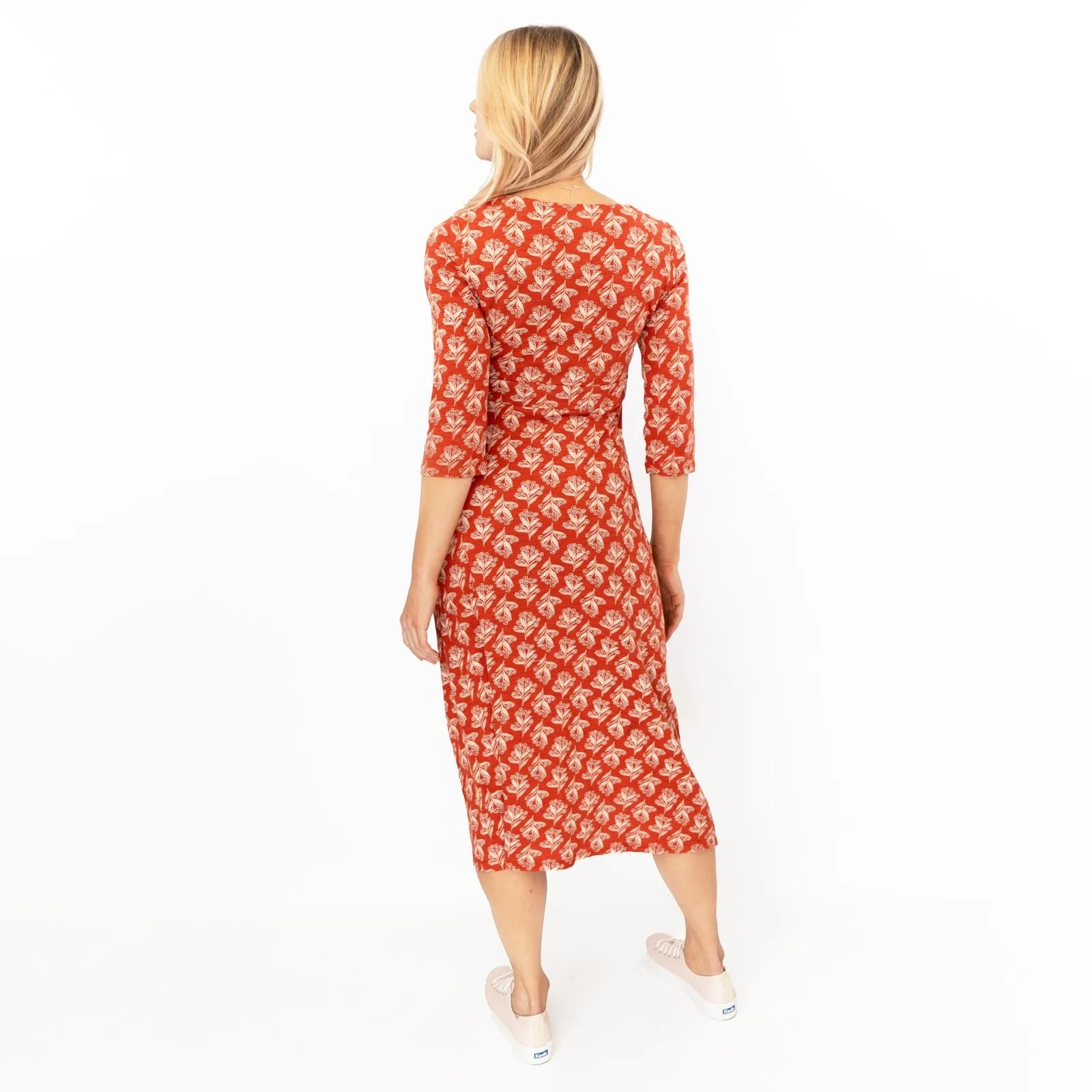 Seasalt Orange Floral Chacewater Jersey Midi Dress