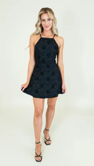 Sheen and Floral A-Line Dress