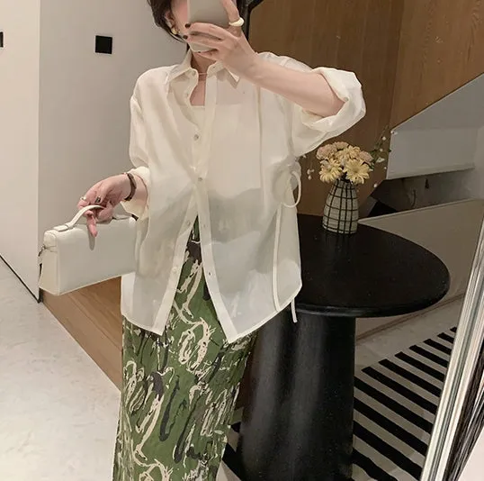 Sheer Outerwear Shirt Top (ready stock in pink/ 3 colours)