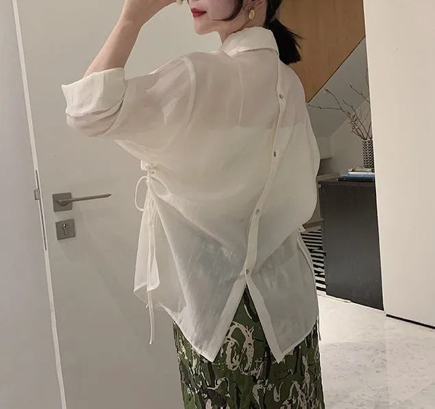 Sheer Outerwear Shirt Top (ready stock in pink/ 3 colours)