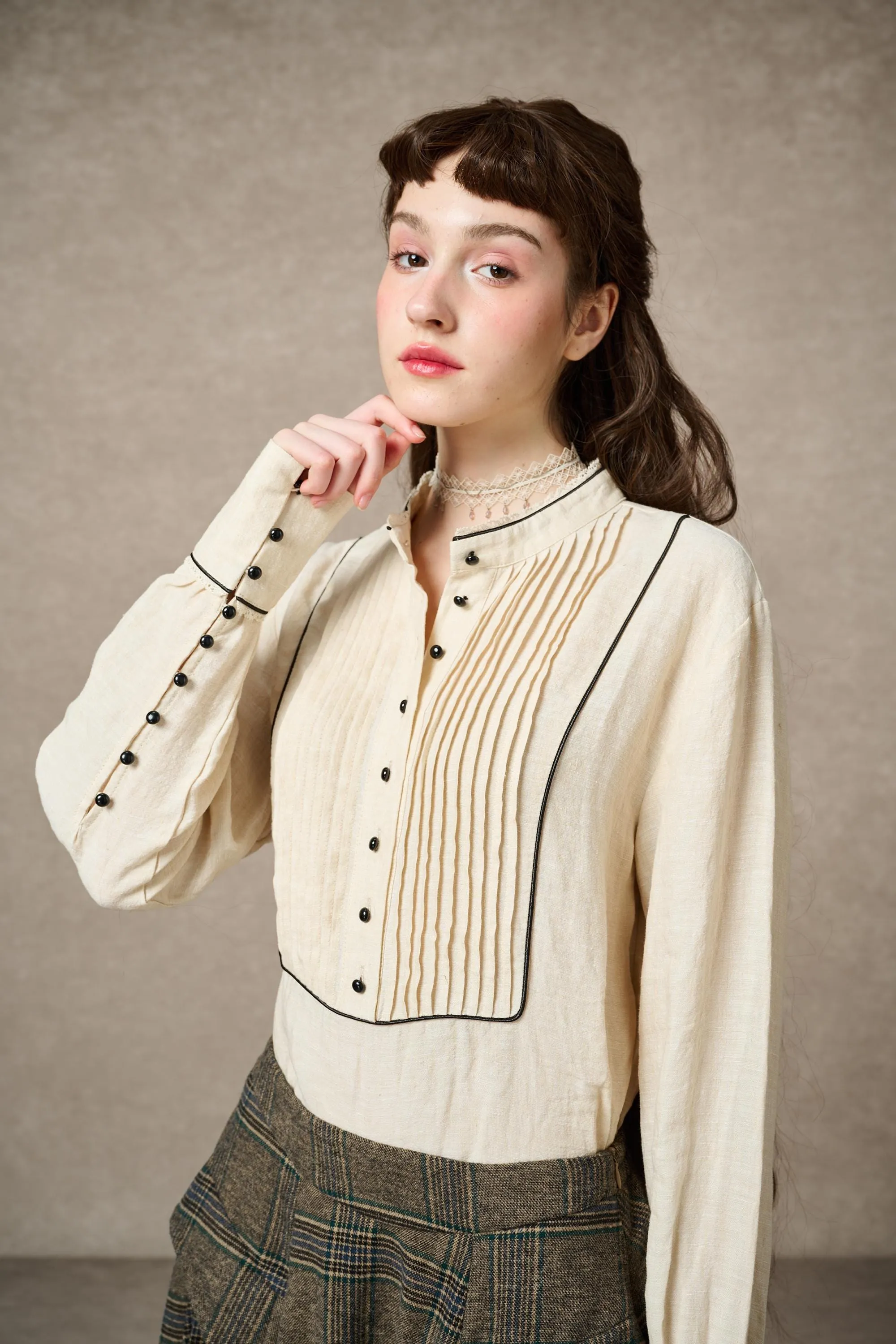 Sherry 24 |Pintucked linen blouse