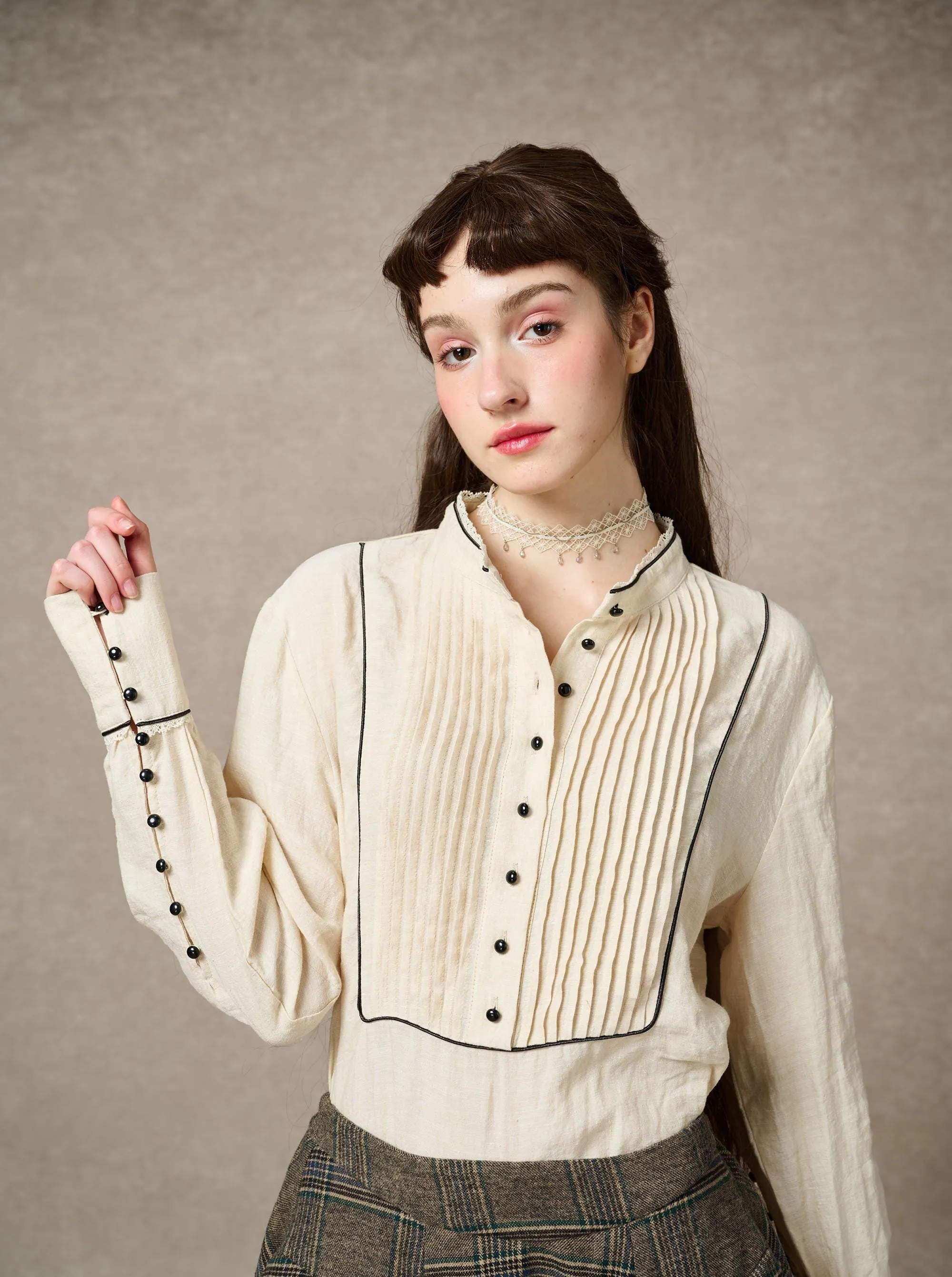 Sherry 24 |Pintucked linen blouse