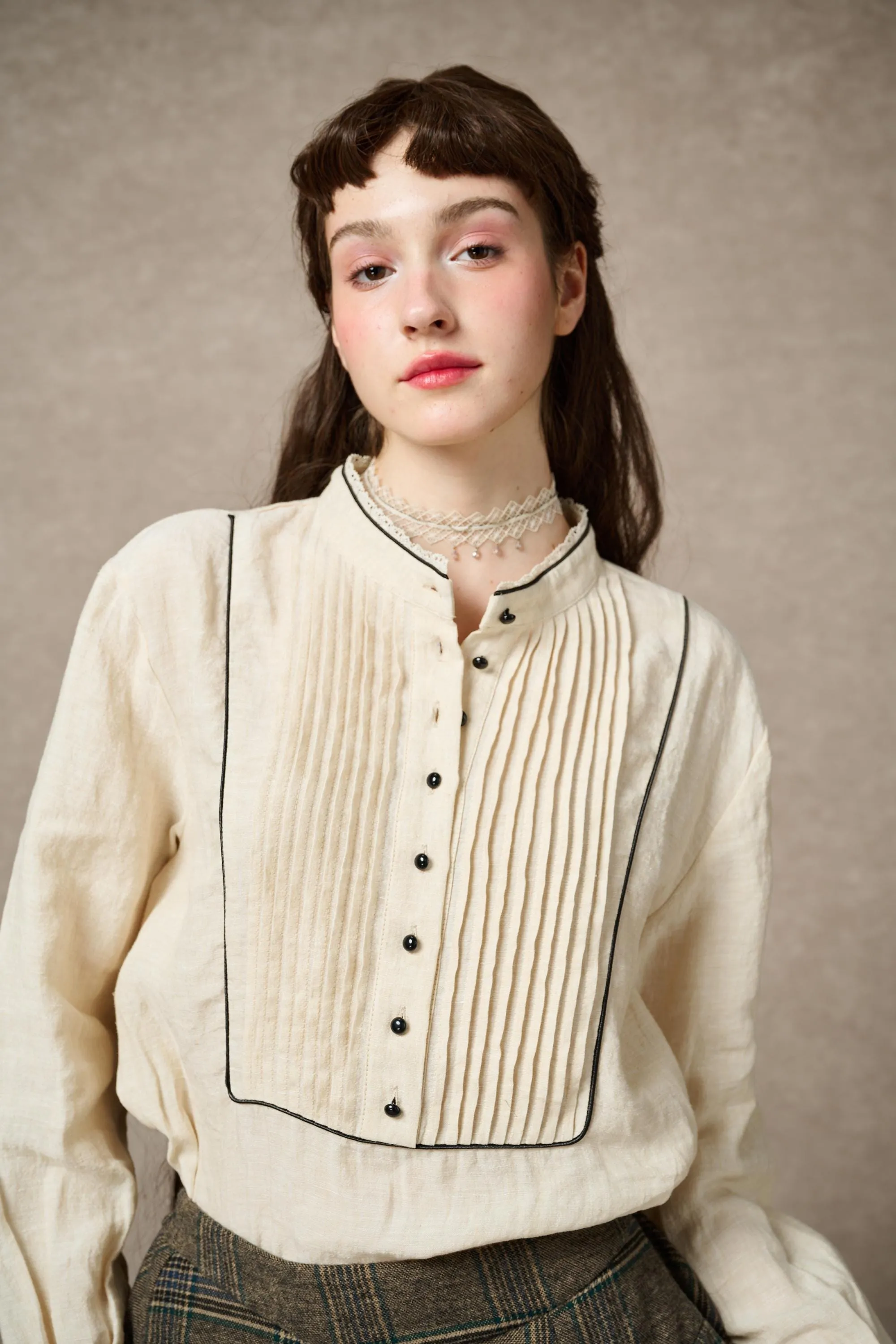 Sherry 24 |Pintucked linen blouse