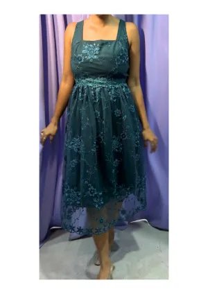 Sleeveless Teal Floral Midi