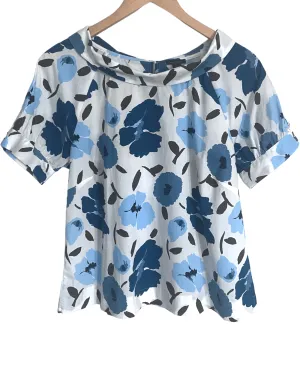 Soft Summer Floral Print Puff-Sleeve Blouse