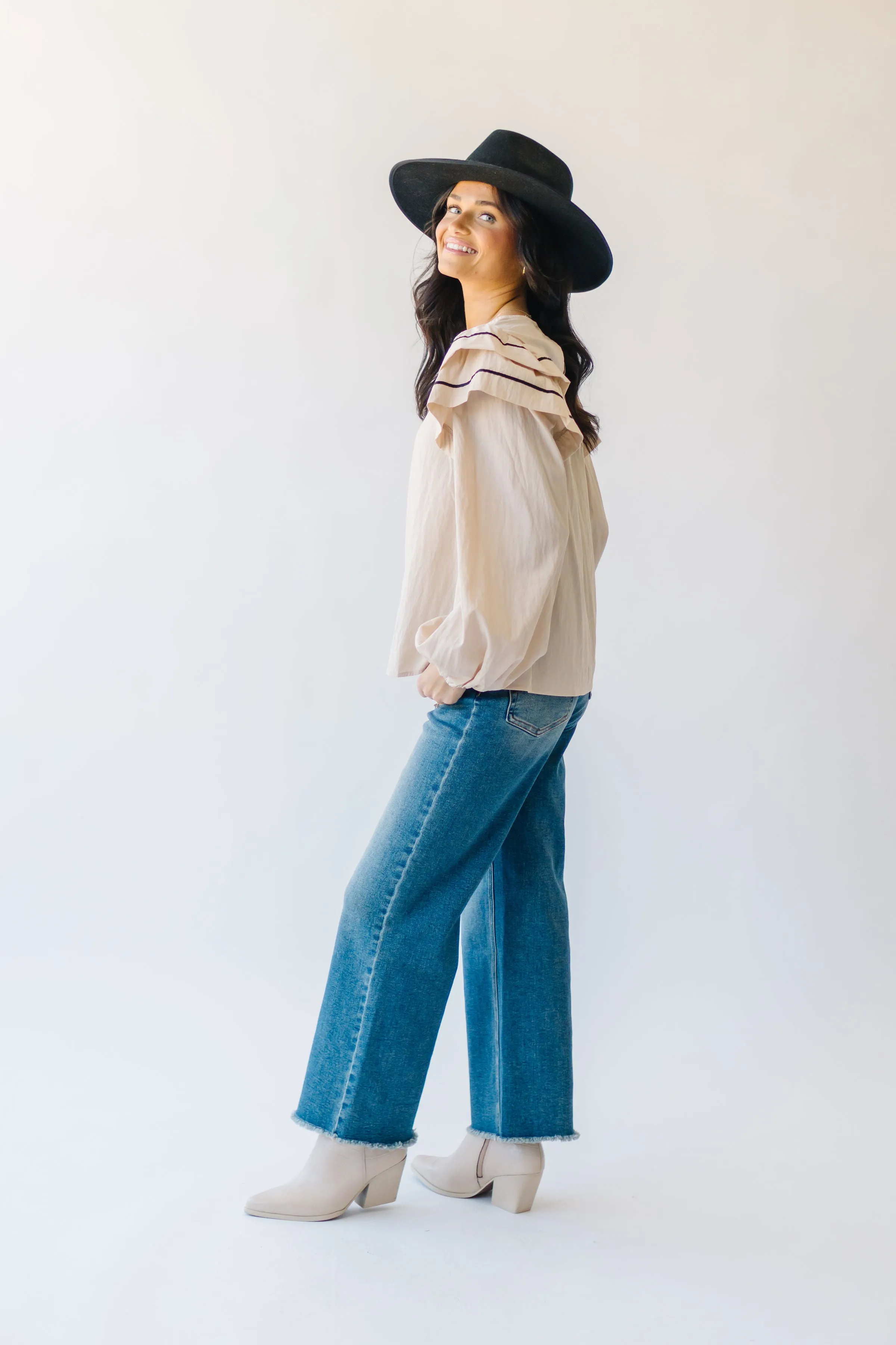 The Kellyn Puff Sleeve Blouse in Oatmeal