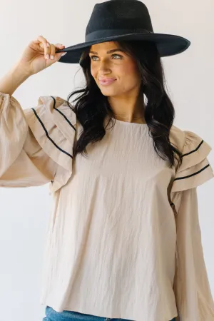 The Kellyn Puff Sleeve Blouse in Oatmeal