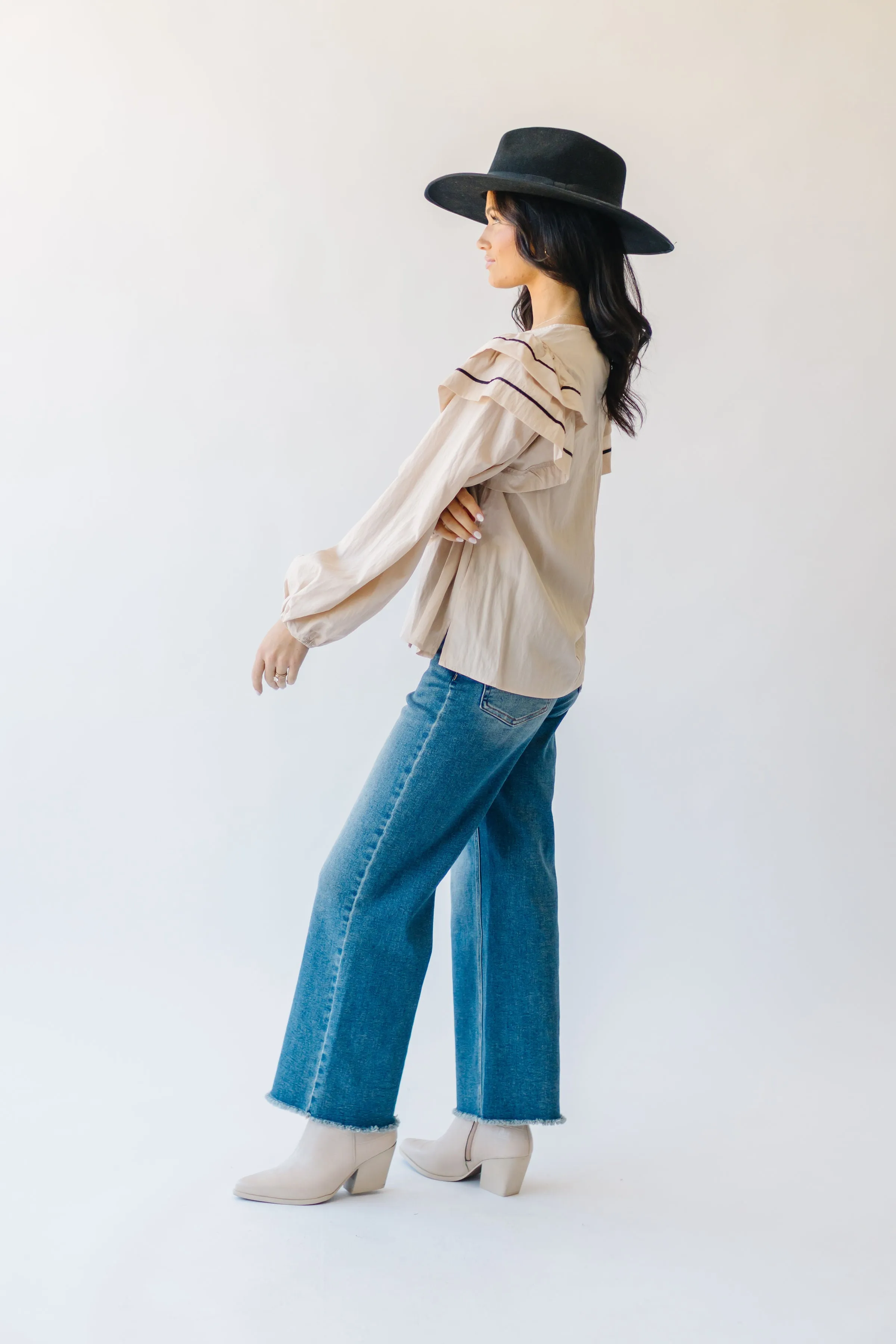 The Kellyn Puff Sleeve Blouse in Oatmeal