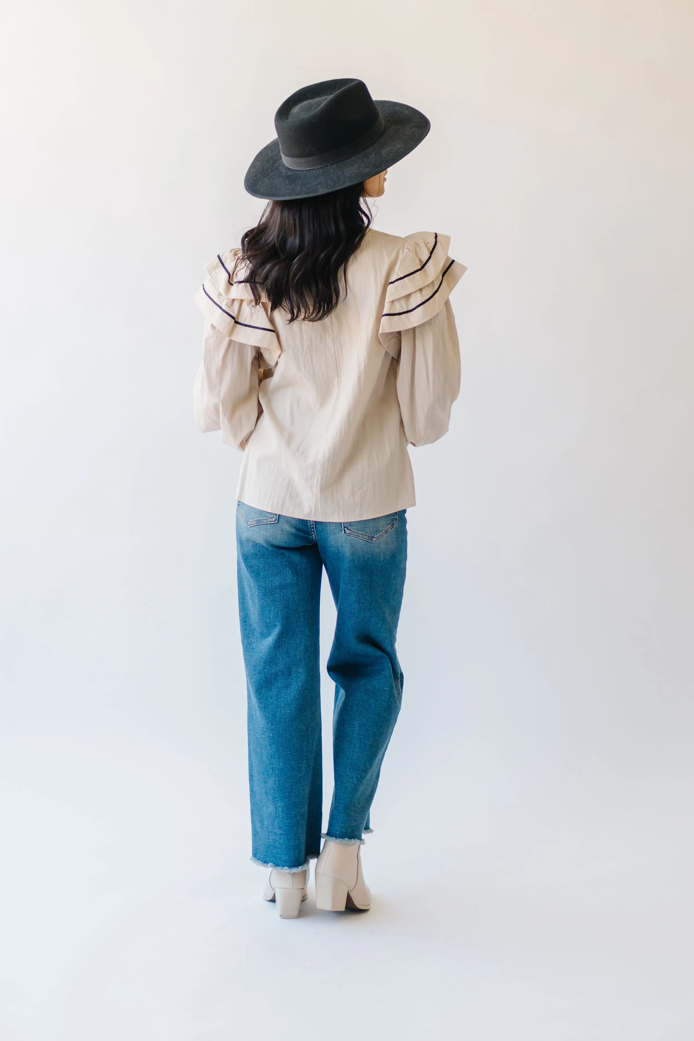 The Kellyn Puff Sleeve Blouse in Oatmeal