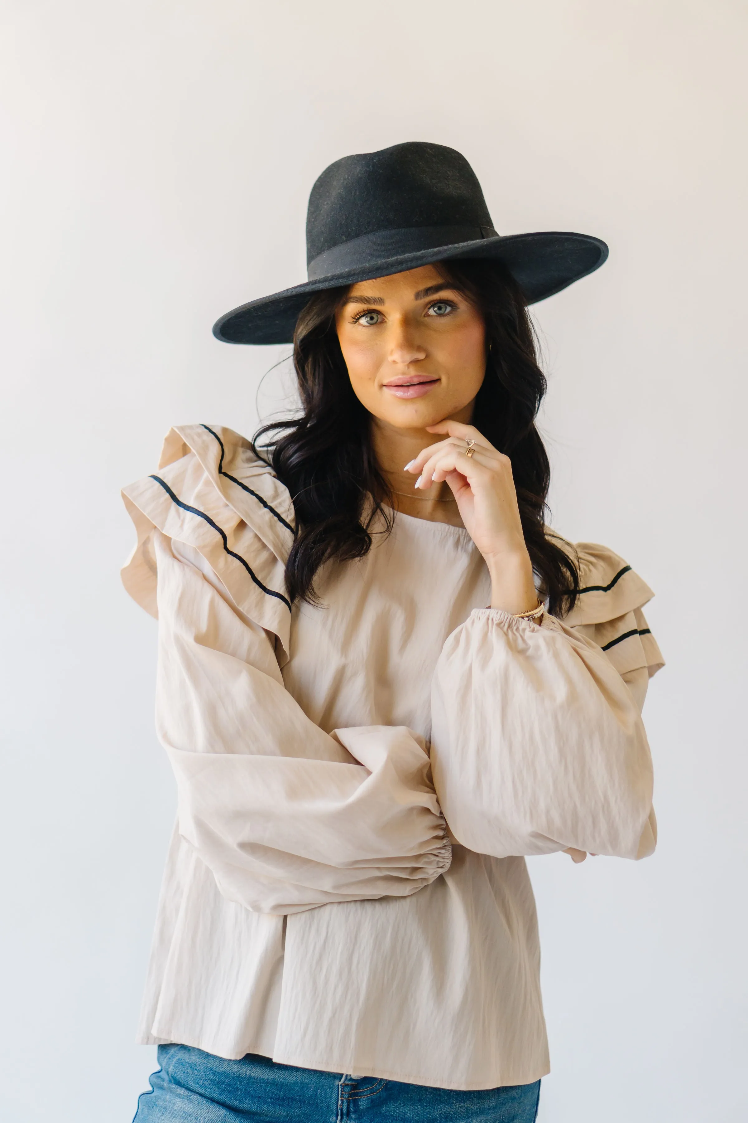 The Kellyn Puff Sleeve Blouse in Oatmeal