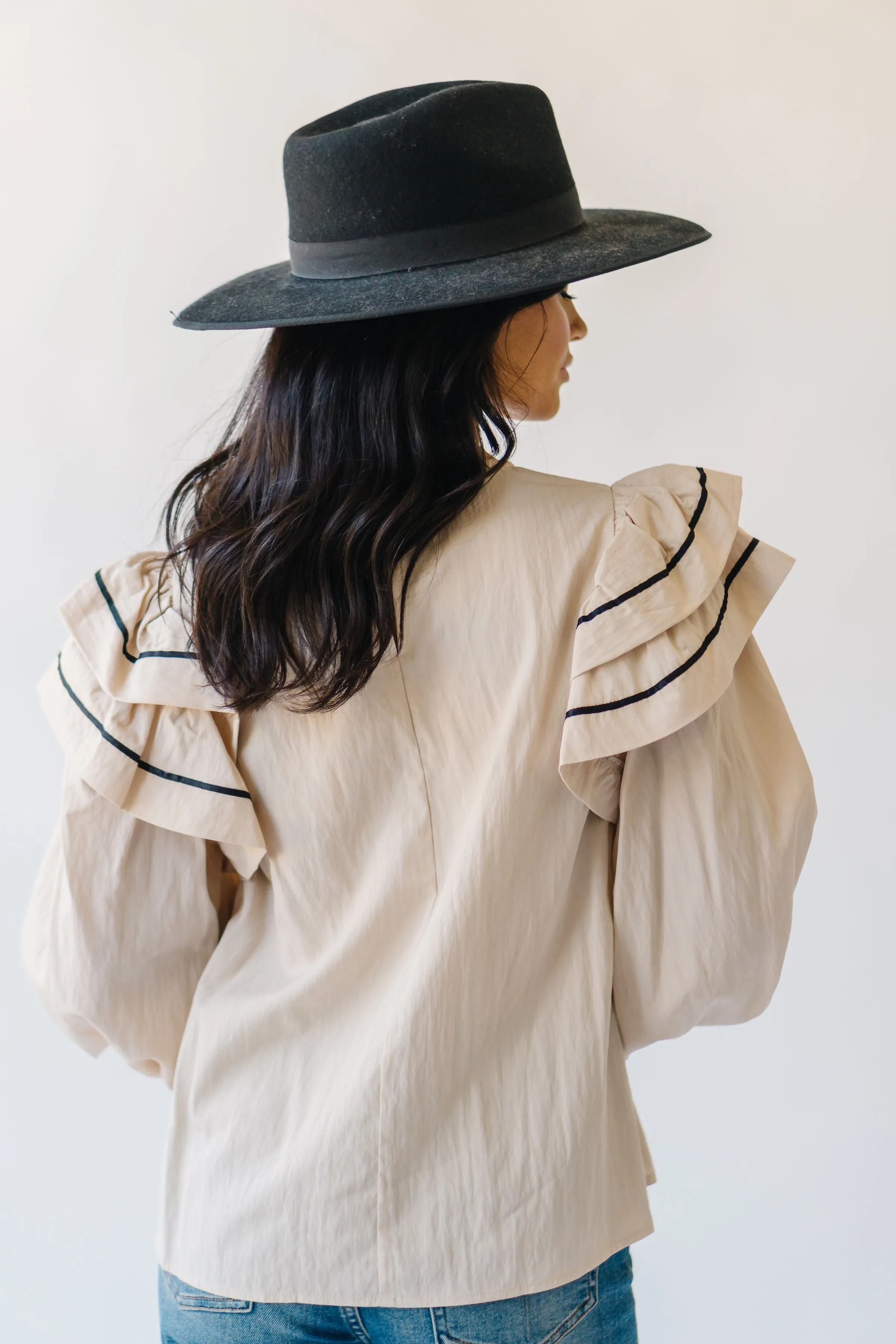 The Kellyn Puff Sleeve Blouse in Oatmeal