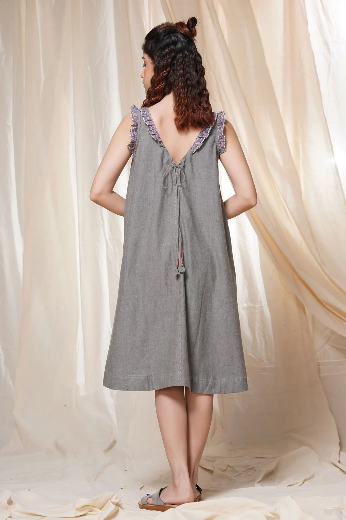 V-Neck Cotton Sleeveless Dress