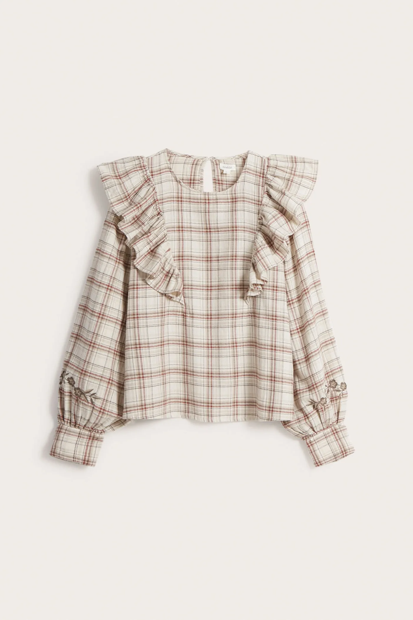 Women's beige checked blouse