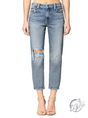 Zoey High-Rise Distressed Mom Jean by Hidden Jeans